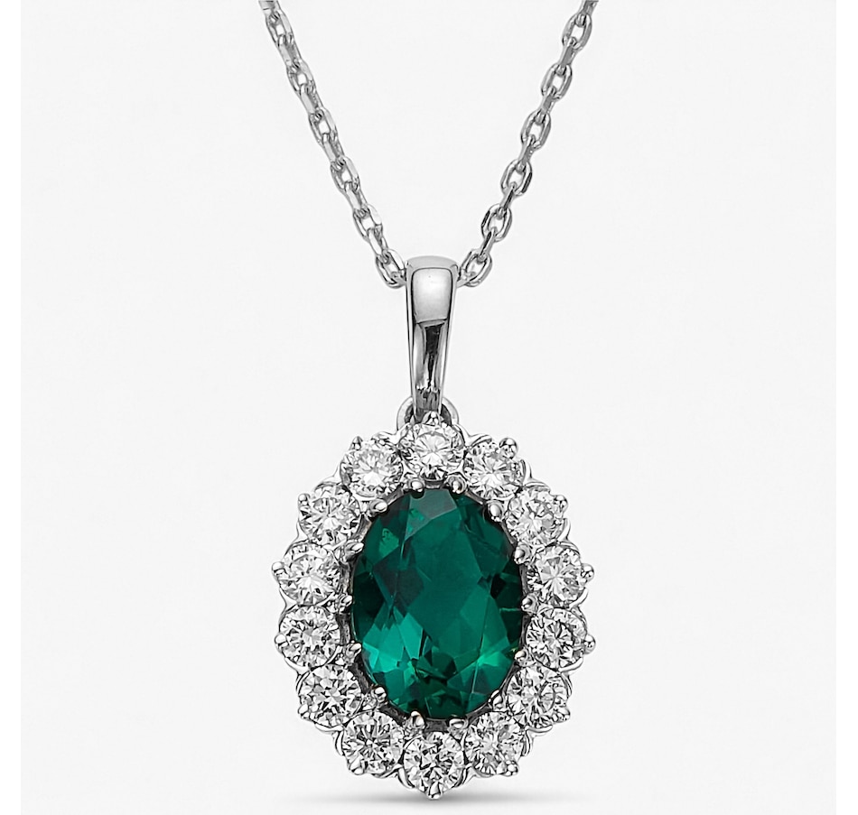 Image 243643_WGLEM.jpg, Product 243-643 / Price $999.99, EVERA Diamonds 14K Gold Oval Gemstone and Diamond Pendant with Chain from Evera Diamonds on TSC.ca's Jewellery department