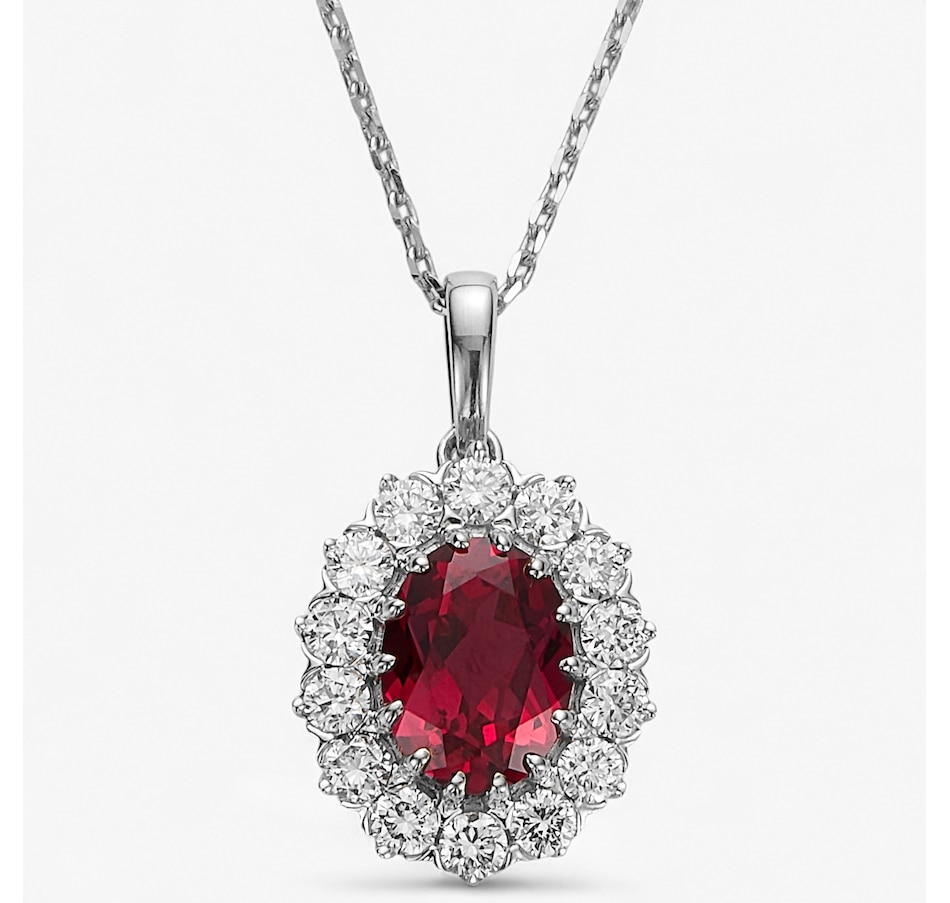 Image 243643_WGRBY.jpg, Product 243-643 / Price $999.99, EVERA Diamonds 14K Gold Oval Gemstone and Diamond Pendant with Chain from Evera Diamonds on TSC.ca's Jewellery department
