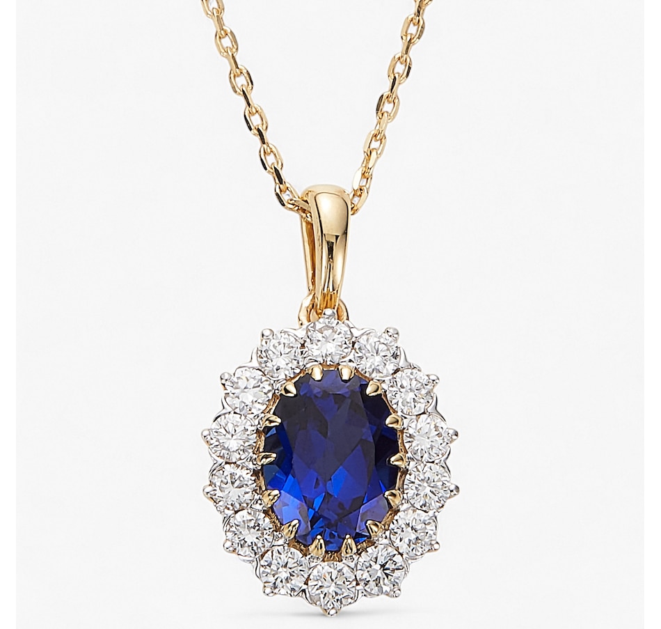 Image 243643_YGBSA.jpg, Product 243-643 / Price $999.99, EVERA Diamonds 14K Gold Oval Gemstone and Diamond Pendant with Chain from Evera Diamonds on TSC.ca's Jewellery department