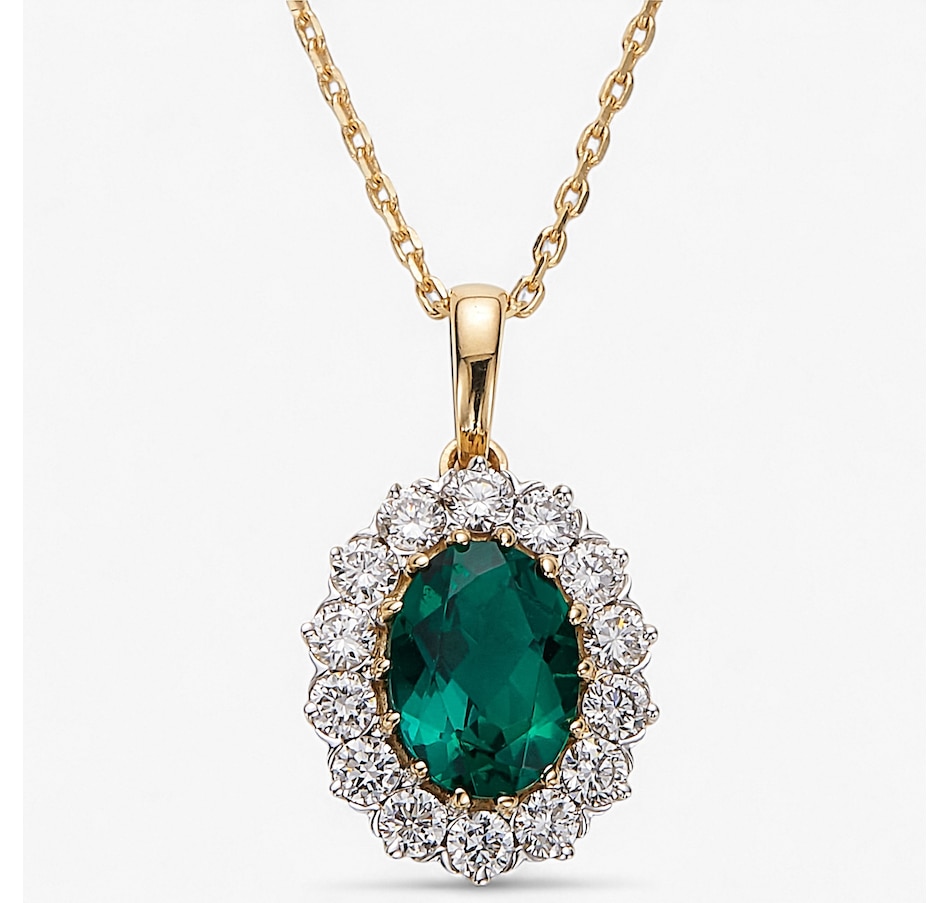 Image 243643_YGLEM.jpg, Product 243-643 / Price $999.99, EVERA Diamonds 14K Gold Oval Gemstone and Diamond Pendant with Chain from Evera Diamonds on TSC.ca's Jewellery department