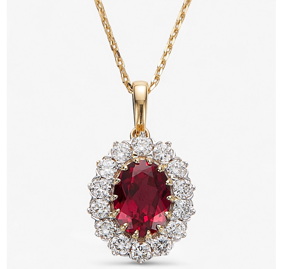 Image 243643_YGRBY.jpg, Product 243-643 / Price $999.99, EVERA Diamonds 14K Gold Oval Gemstone and Diamond Pendant with Chain from Evera Diamonds on TSC.ca's Jewellery department