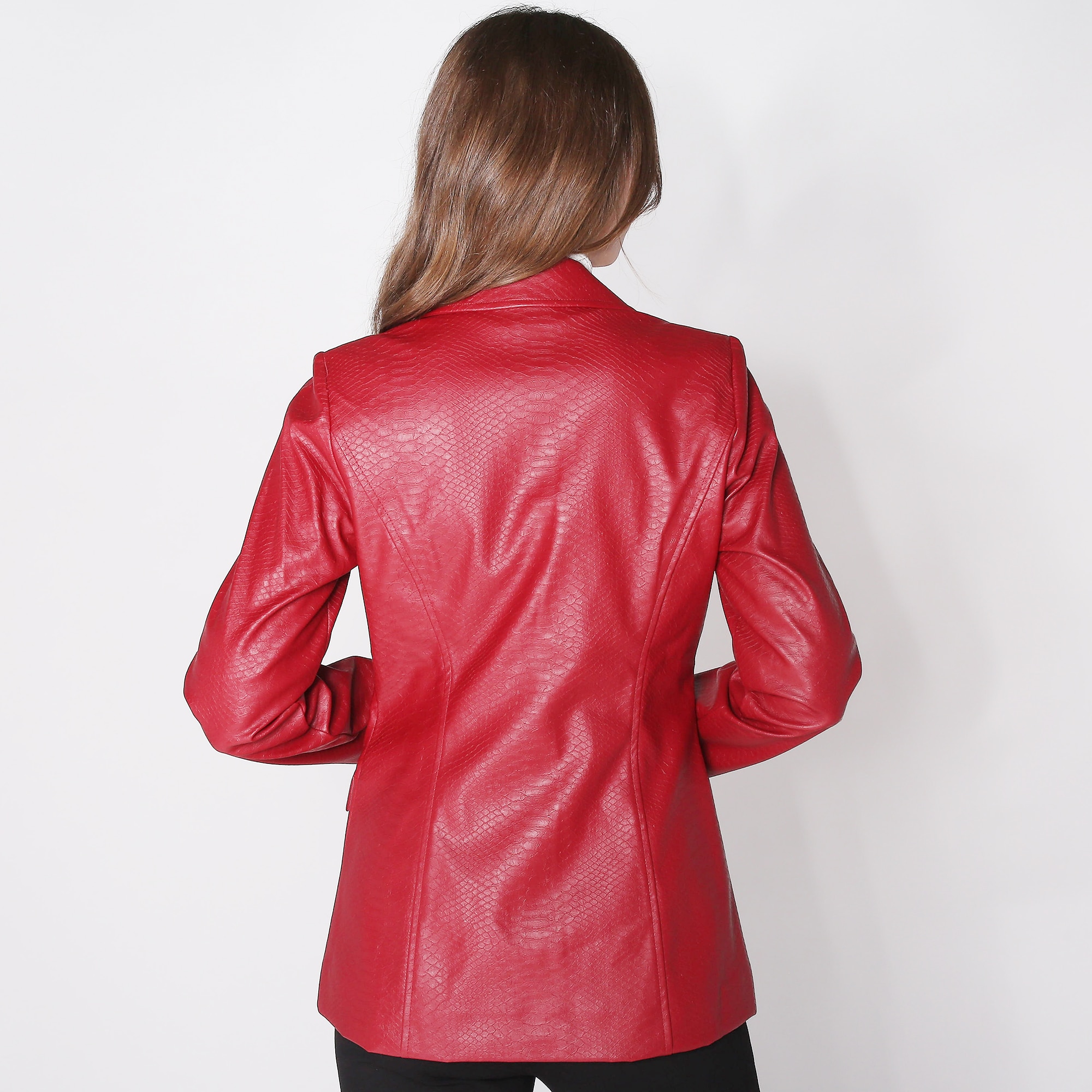 Crystal Kobe Snake Embossed Faux Leather Blazer - TSC.ca