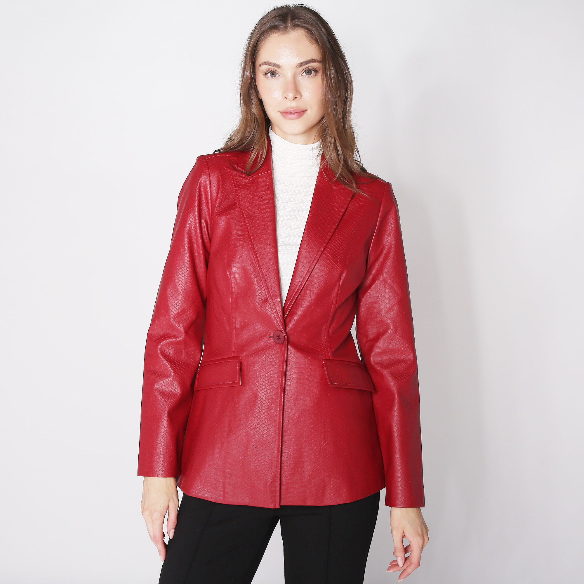 Crystal Kobe Snake Embossed Faux Leather Blazer - TSC.ca