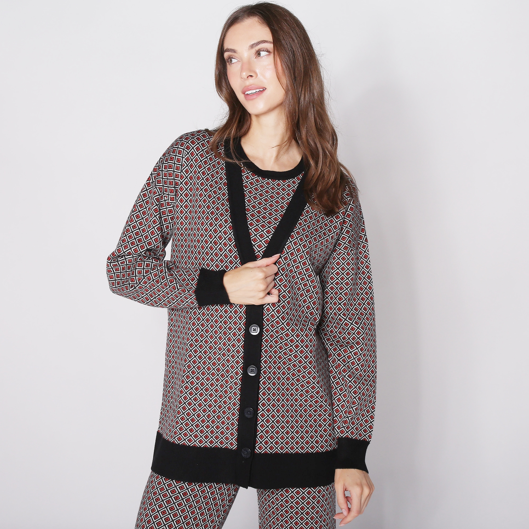 Crystal Kobe Jacquard Button Up Cardigan - TSC.ca