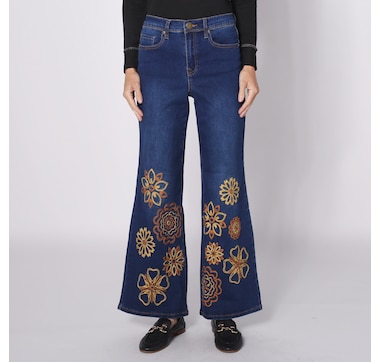 Product 243-705 / Price $47.33 , Diane Gilman Embroidered Wide Leg Jean