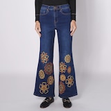 Diane Gilman Embroidered Wide Leg Jean