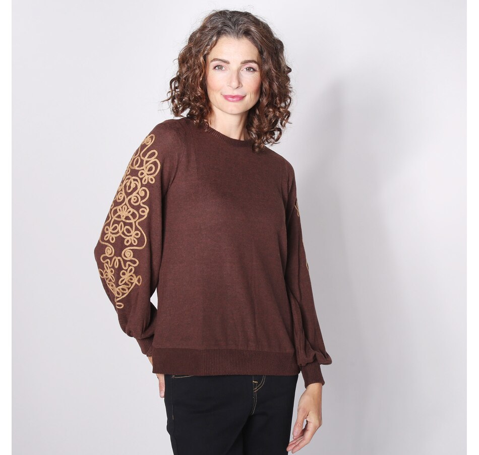 Image 243710_COC.jpg, Product 243-710 / Price $29.33, Diane Gilman Embroidered Sleeve Pullover from DG2 by Diane Gilman on TSC.ca's Fashion department