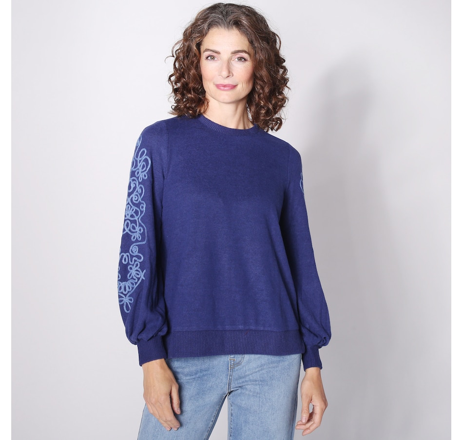 Image 243710_MBU.jpg, Product 243-710 / Price $29.33, Diane Gilman Embroidered Sleeve Pullover from DG2 by Diane Gilman on TSC.ca's Fashion department