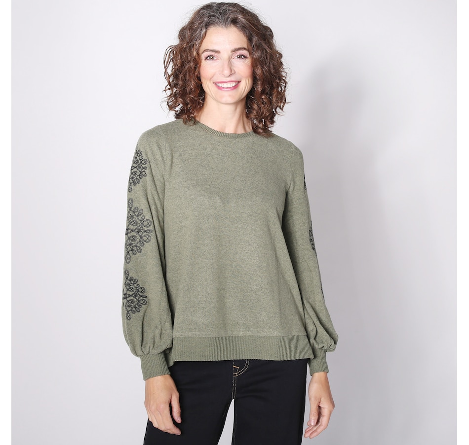 Image 243710_OLI.jpg, Product 243-710 / Price $29.33, Diane Gilman Embroidered Sleeve Pullover from DG2 by Diane Gilman on TSC.ca's Fashion department