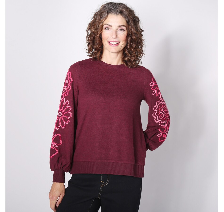 Image 243710_WIN.jpg, Product 243-710 / Price $29.33, Diane Gilman Embroidered Sleeve Pullover from DG2 by Diane Gilman on TSC.ca's Fashion department