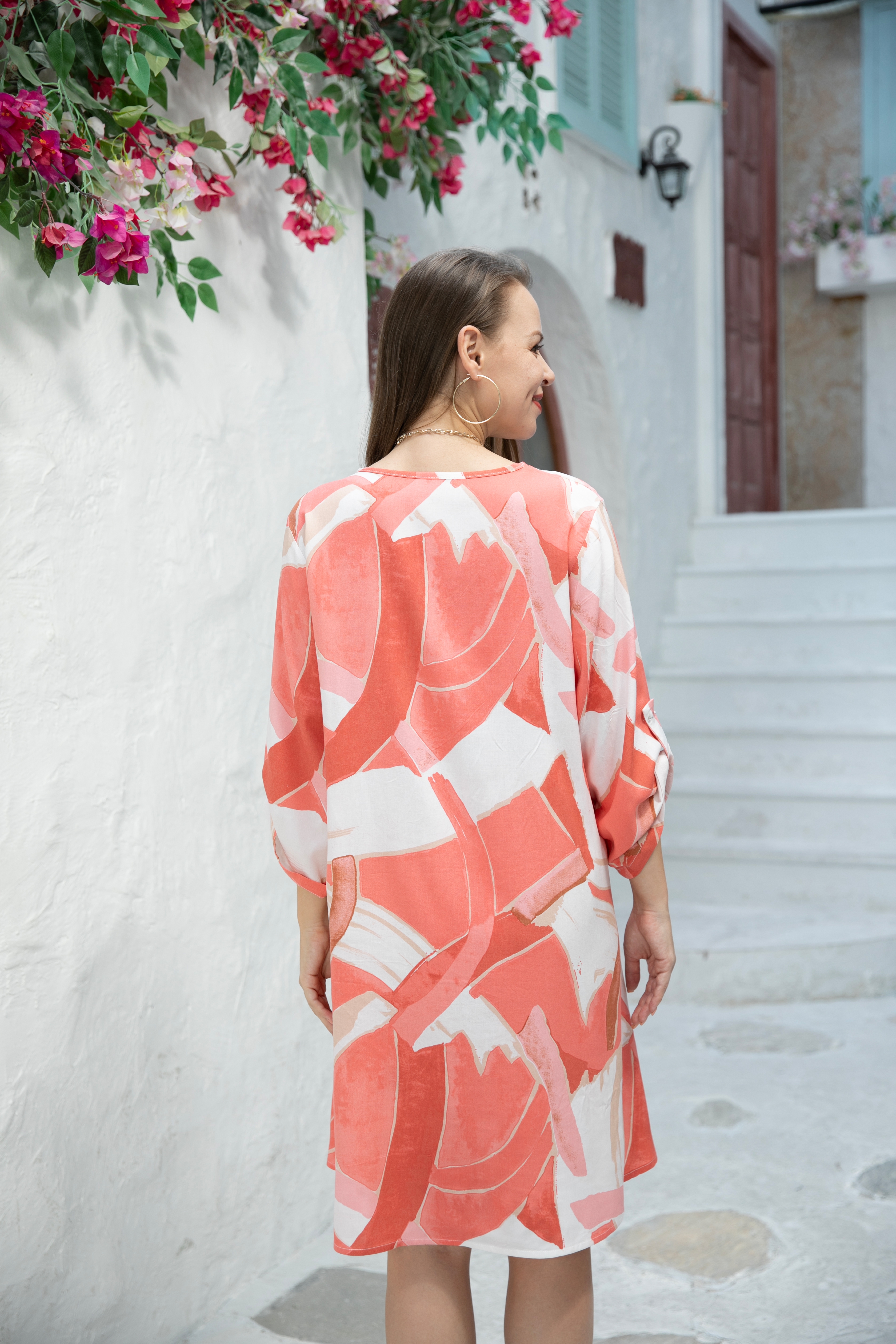 Orange Fashion Village Roll Tab Shirt Dress - TSC.ca