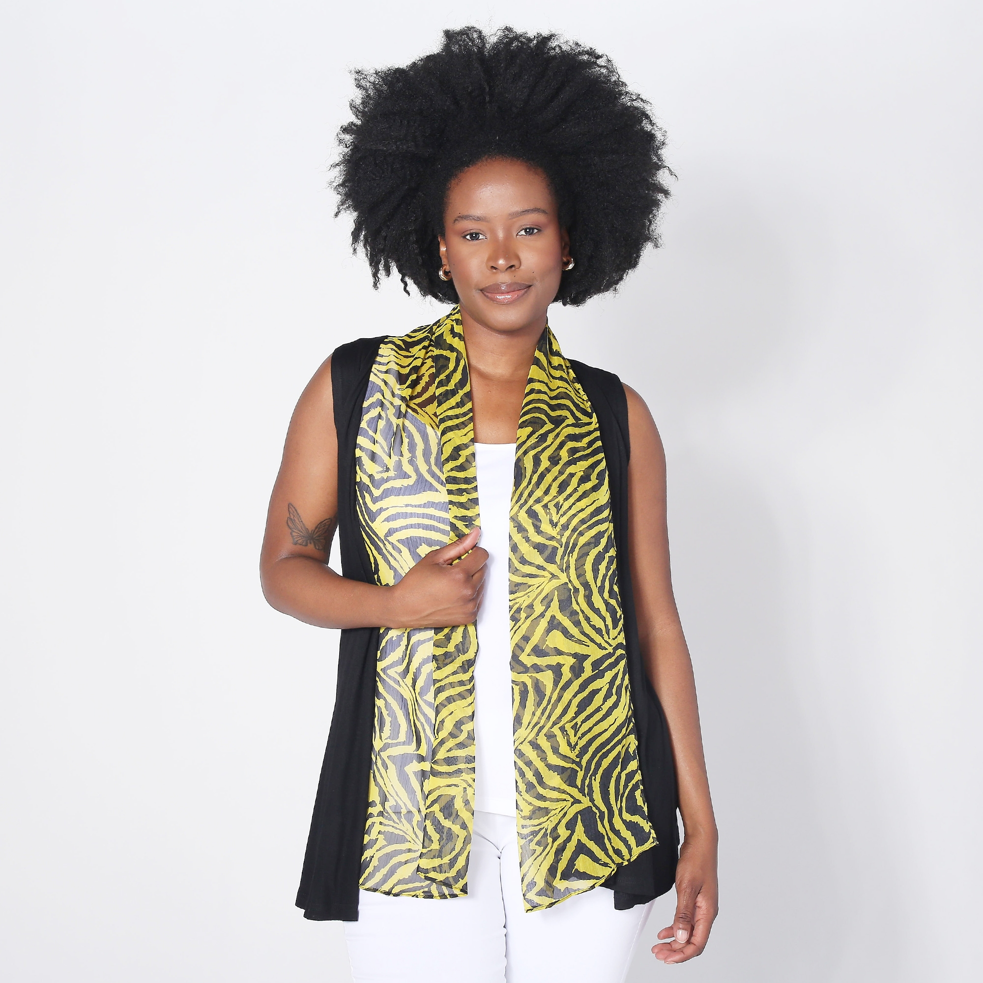 Orange Fashion Village Vest With Printed Scarf Detail - TSC.ca