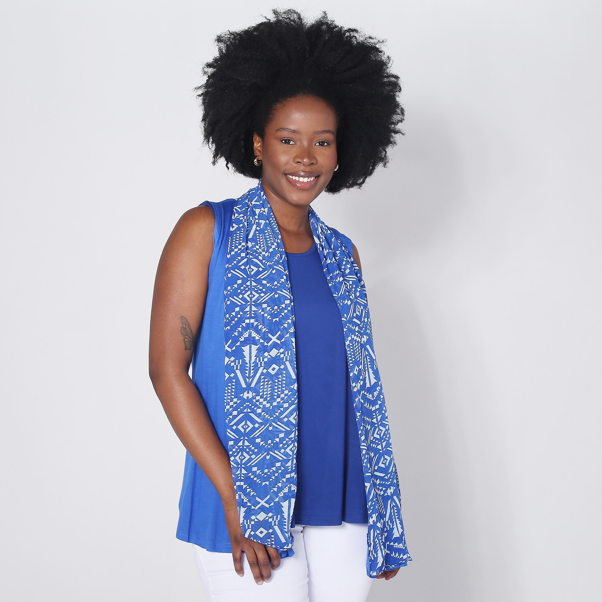 Orange Fashion Village Vest With Printed Scarf Detail - TSC.ca