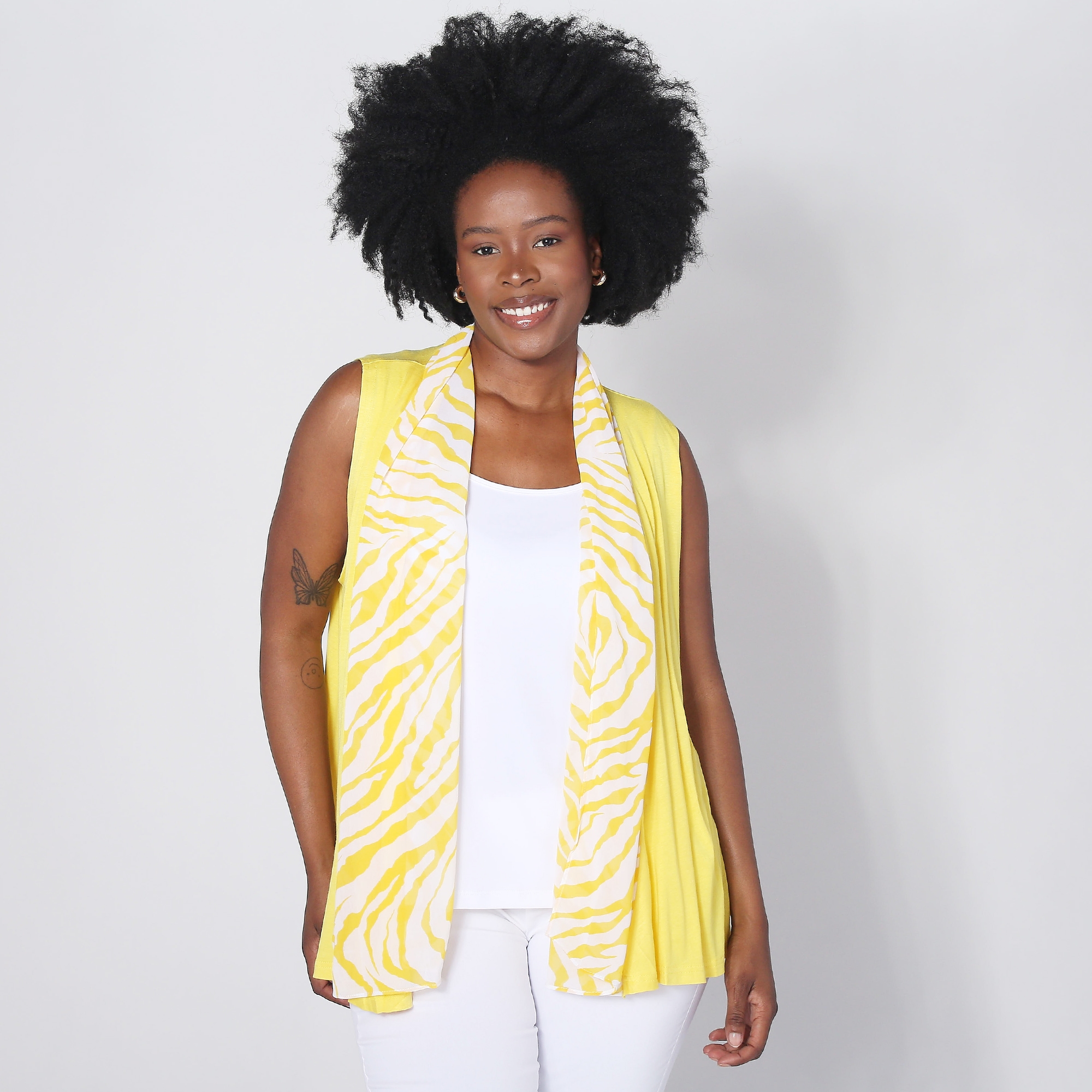 Orange Fashion Village Vest With Printed Scarf Detail - TSC.ca