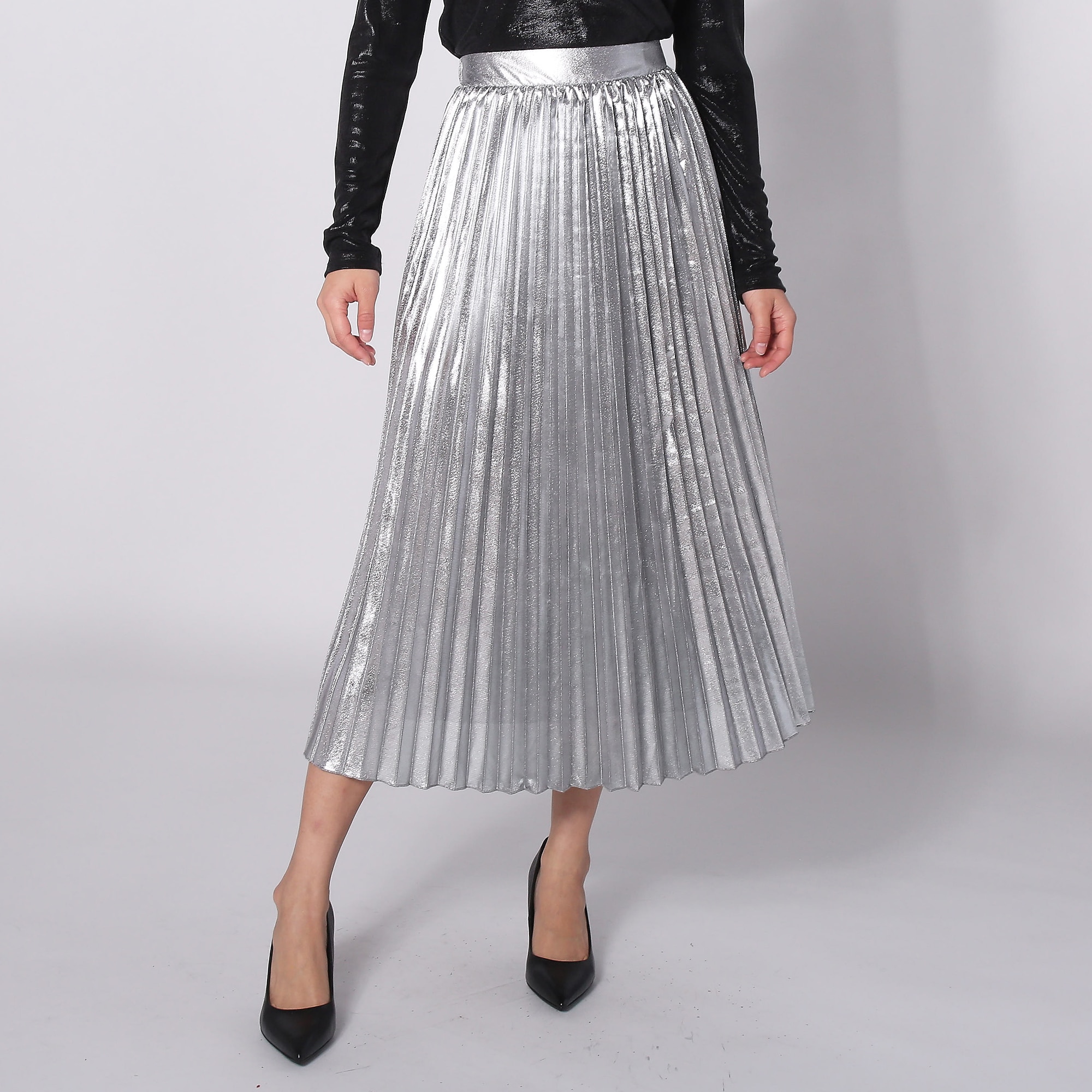 Parker & Rowe Metallic Maxi Pleated Skirt - TSC.ca