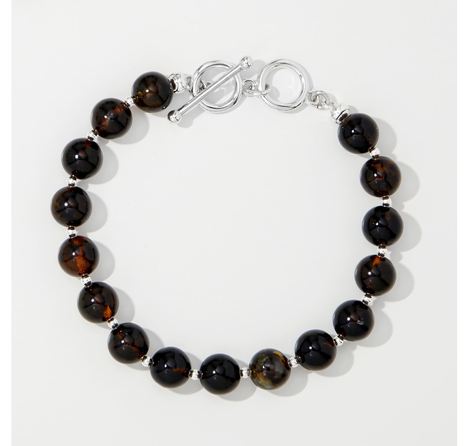 Image 243803_EARSS.jpg, Product 243-803 / Price $119.99, Amber Extraordinaire Sterling Silver Round Amber Bead Toggle Bracelet from Amber Extraordinaire on TSC.ca's Jewellery department