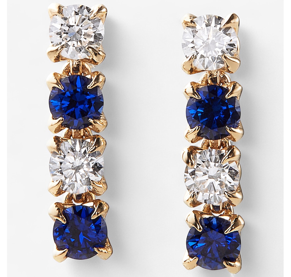Image 243912_BSA.jpg, Product 243-912 / Price $999.99, EVERA Diamonds 14K Yellow Gold Gemstone & Diamond Linear Earrings from Evera Diamonds on TSC.ca's Jewellery department