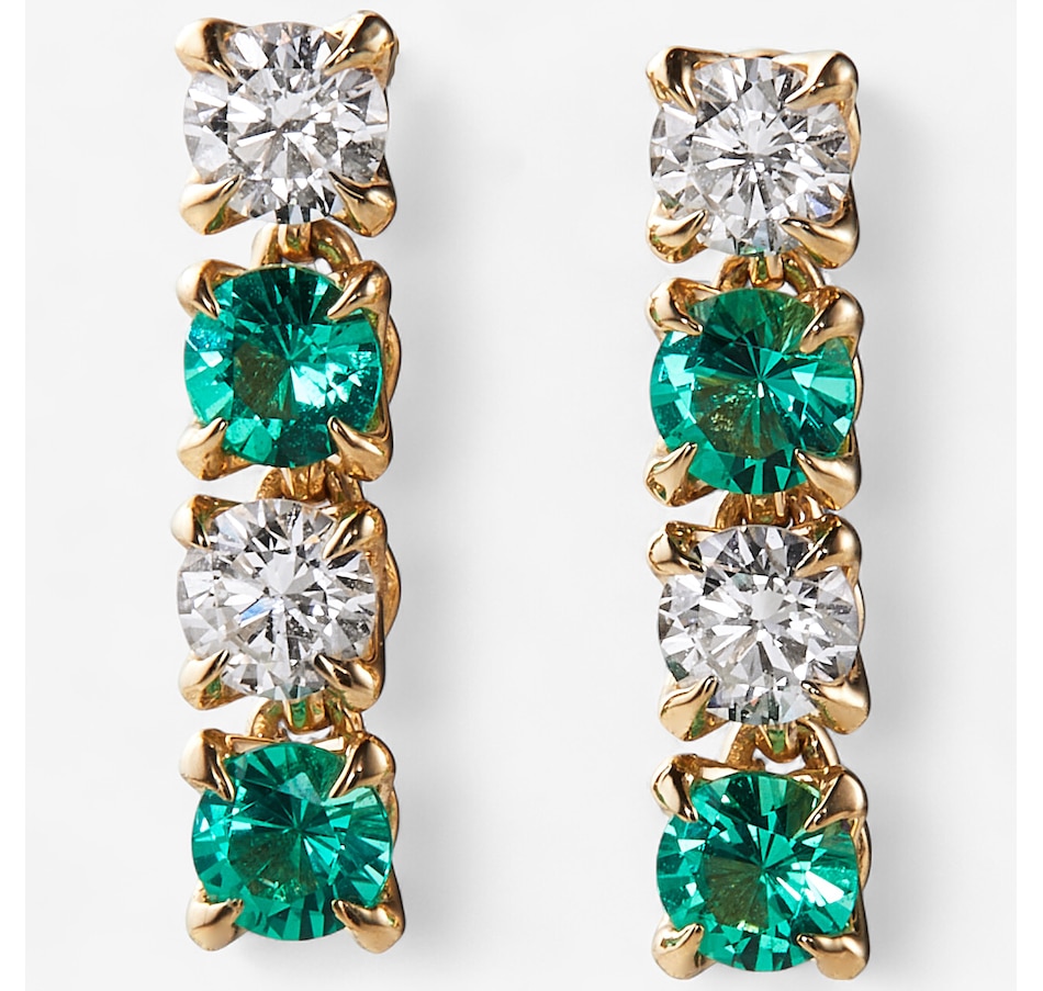Image 243912_EMR.jpg, Product 243-912 / Price $999.99, EVERA Diamonds 14K Yellow Gold Gemstone & Diamond Linear Earrings from Evera Diamonds on TSC.ca's Jewellery department