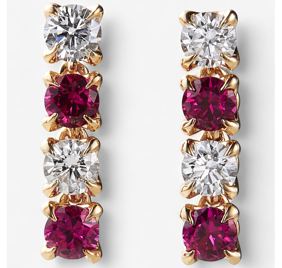 Image 243912_RBY.jpg, Product 243-912 / Price $999.99, EVERA Diamonds 14K Yellow Gold Gemstone & Diamond Linear Earrings from Evera Diamonds on TSC.ca's Jewellery department