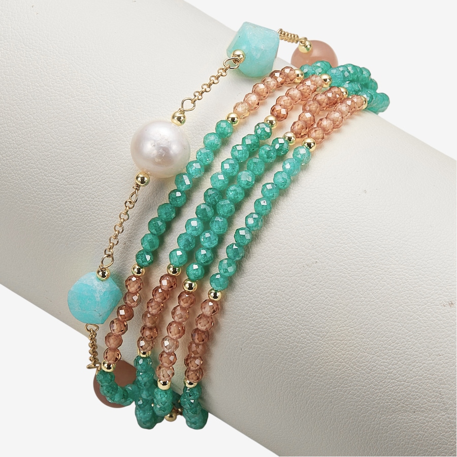 Image 243919_ALTMORE1.jpg, Product 243-919 / Price $419.99, Cristiana Jewels Sterling Silver Gold Plate Sunstone Pearl and Zircon Bracelet from Cristiana Jewels on TSC.ca's Jewellery department