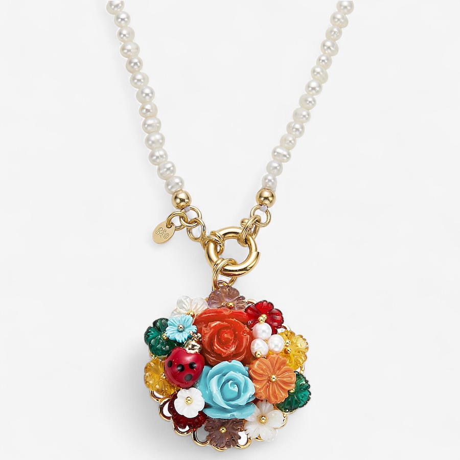 Image 243935.jpg, Product 243-935 / Price $659.99, Cristiana Jewels Sterling Silver Yellow Gold Plated Freshwater Pearls Flower with Gems Necklace from Cristiana Jewels on TSC.ca's Jewellery department