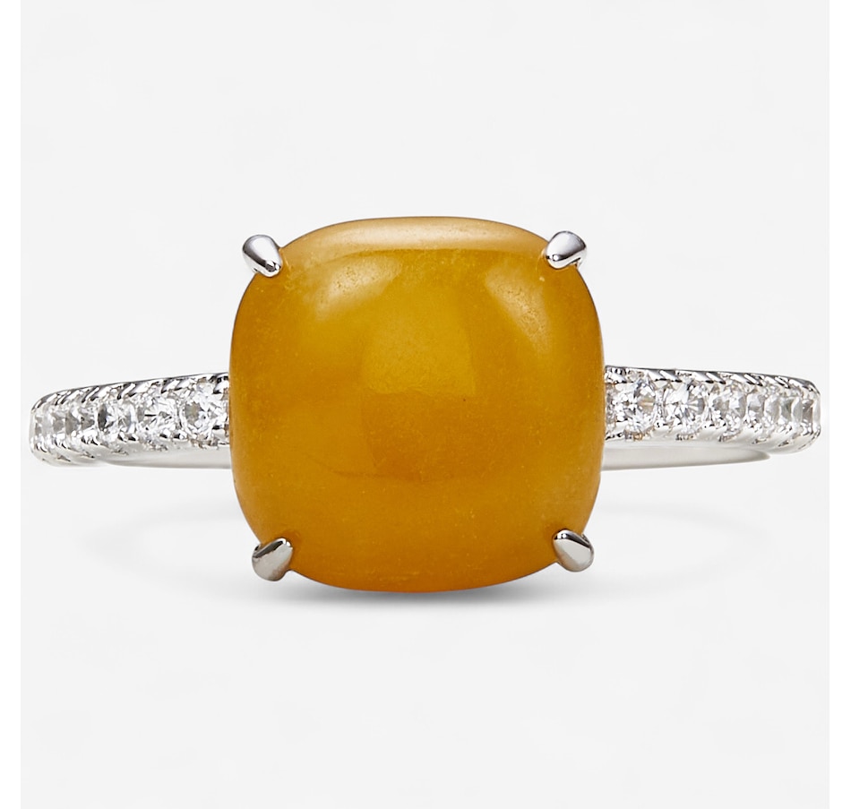 Image 243941_YEL.jpg, Product 243-941 / Price $69.99, Jade of Yesteryear Sterling Silver Genuine Cushion Jade Ring from Jade of Yesteryear on TSC.ca's Jewellery department