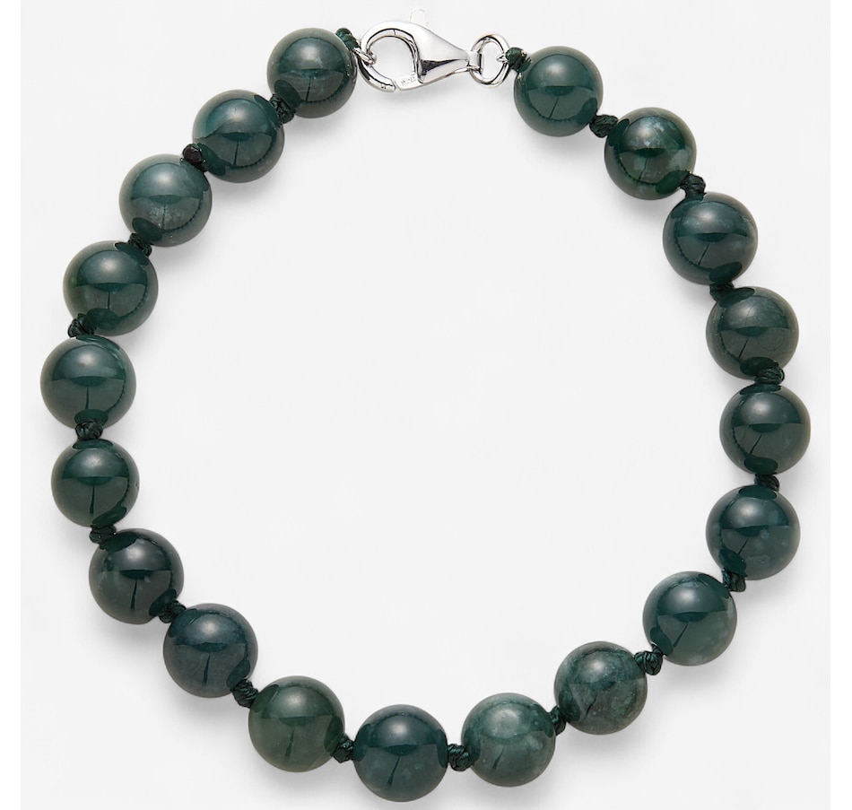 Image 243942.jpg, Product 243-942 / Price $89.99 - $99.99, Jade of Yesteryear Sterling Silver Genuine Round Dark Green Jade Bead Bracelet from Jade of Yesteryear on TSC.ca's Jewellery department
