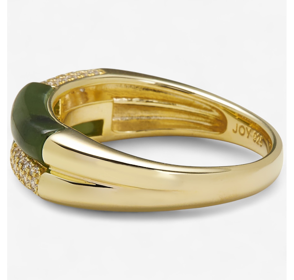 Image 243956_ALTMORE1.jpg, Product 243-956 / Price $139.99, Jade of Yesteryear Sterling Silver/Yellow Gold Plate Nephrite Jade and Zirconia Ring from Jade of Yesteryear on TSC.ca's Jewellery department