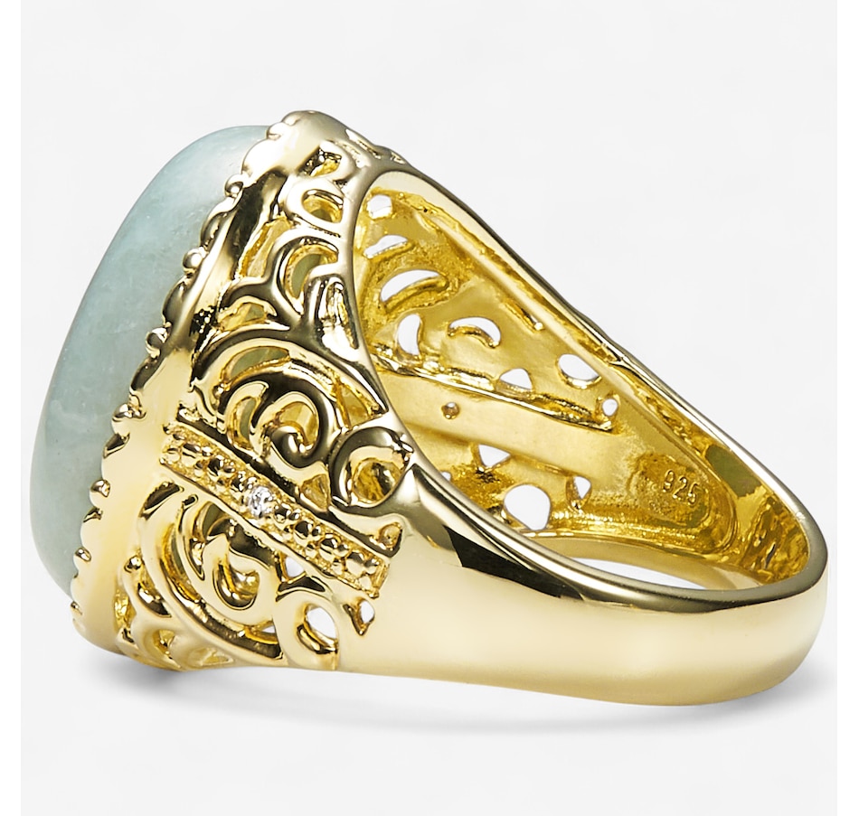 Image 243958_ALTMORE2.jpg, Product 243-958 / Price $169.99, Jade of Yesteryear Sterling Silver/Yellow Gold Plate Jade and Cubic Zirconia Dome Ring from Jade of Yesteryear on TSC.ca's Jewellery department