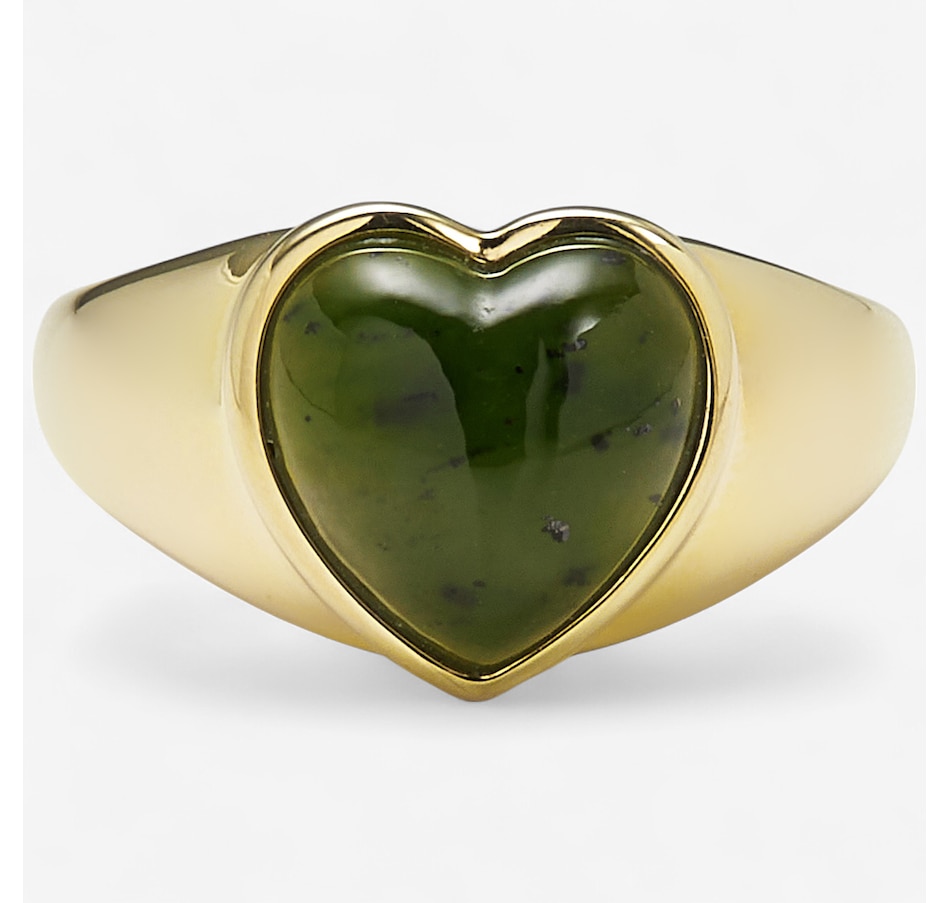 Image 243960_ALTMORE1.jpg, Product 243-960 / Price $149.99, Jade of Yesteryear Sterling Silver/Yellow Gold Plate Nephrite Heart Jade Ring from Jade of Yesteryear on TSC.ca's Jewellery department