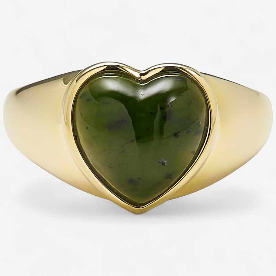 Image 243960_ALTMORE1.jpg, Product 243-960 / Price $149.99, Jade of Yesteryear Sterling Silver/Yellow Gold Plate Nephrite Heart Jade Ring from Jade of Yesteryear on TSC.ca's Jewellery department