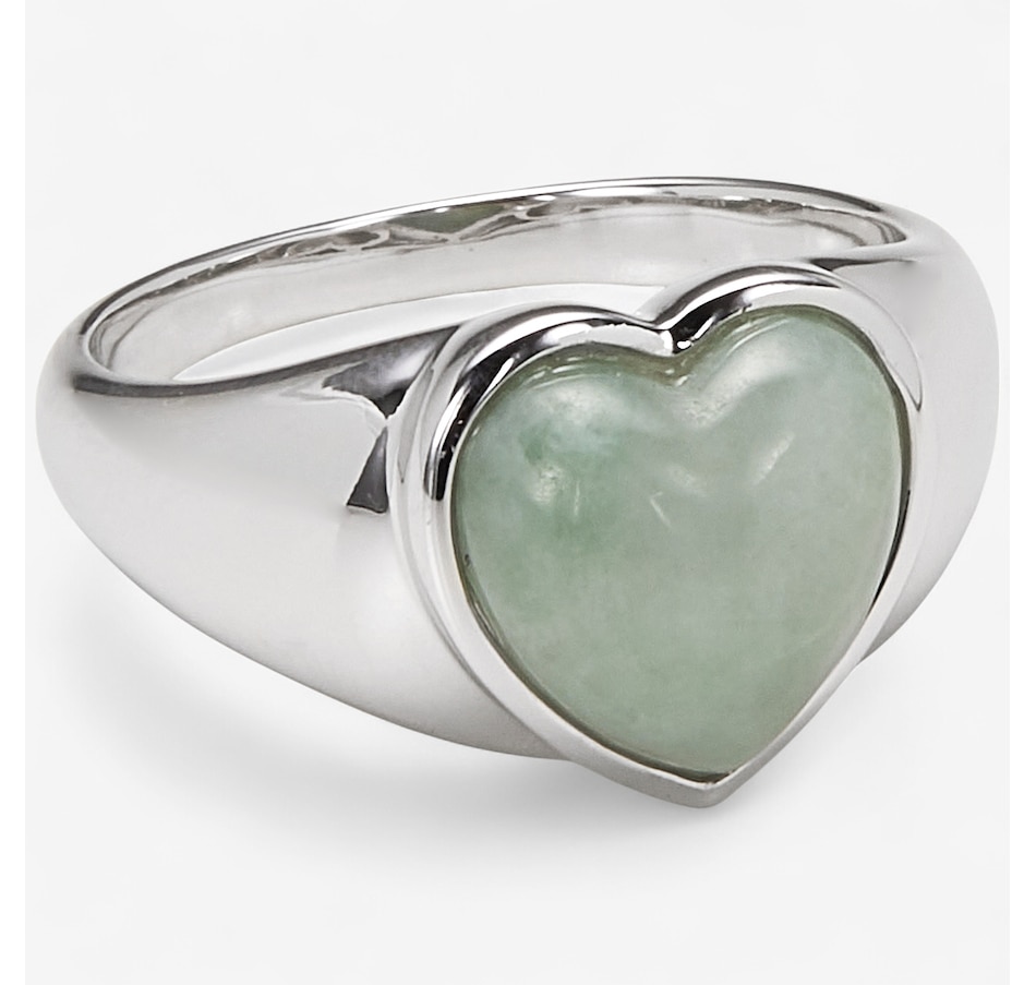 Image 243960_RHOP.jpg, Product 243-960 / Price $149.99, Jade of Yesteryear Sterling Silver/Yellow Gold Plate Nephrite Heart Jade Ring from Jade of Yesteryear on TSC.ca's Jewellery department