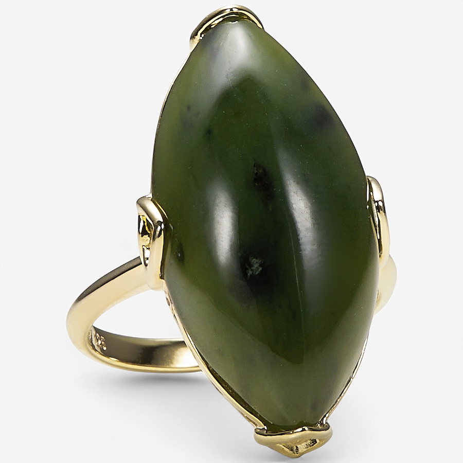 Image 243961_YGP.jpg, Product 243-961 / Price $149.99, Jade of Yesteryear Sterling Silver/Yellow Gold Plate Genuine Jade Ring from Jade of Yesteryear on TSC.ca's Jewellery department