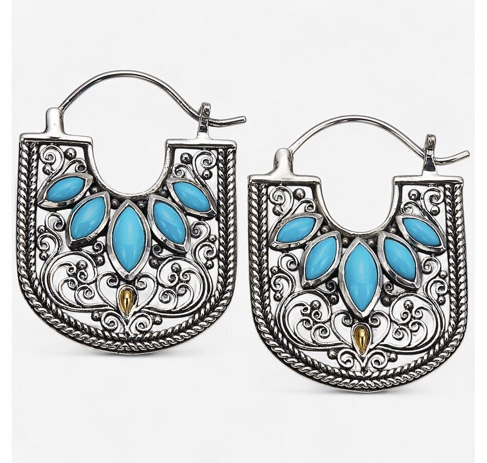 Image 243974.jpg, Product 243-974 / Price $349.99, Samuel B Collection Sterling Silver/18K Sleeping Beauty Turquoise Hoop Earrings from Samuel B. Collection on TSC.ca's Jewellery department