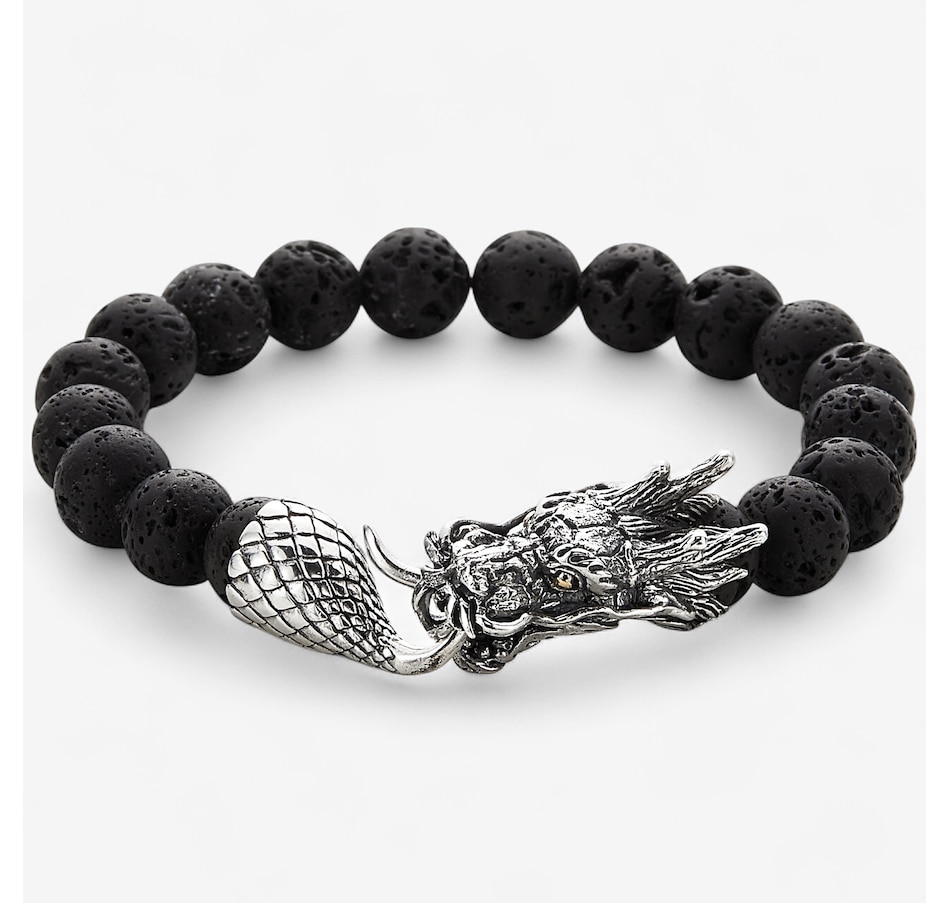 Samuel B Collection Sterling Silver/18K Dragon Bracelet With Lava Beads