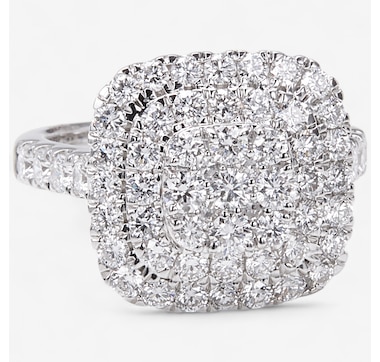 EVERA Diamonds Sterling Silver Rhodium Plate Shaped Diamond Ring