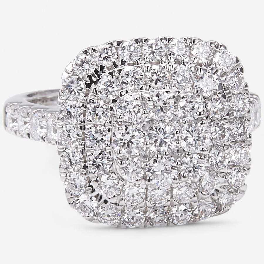 Image 244015_CUSHI.jpg, Product 244-015 / Price $799.99, EVERA Diamonds Sterling Silver Rhodium Plate Shaped Diamond Ring from Evera Diamonds on TSC.ca's Jewellery department