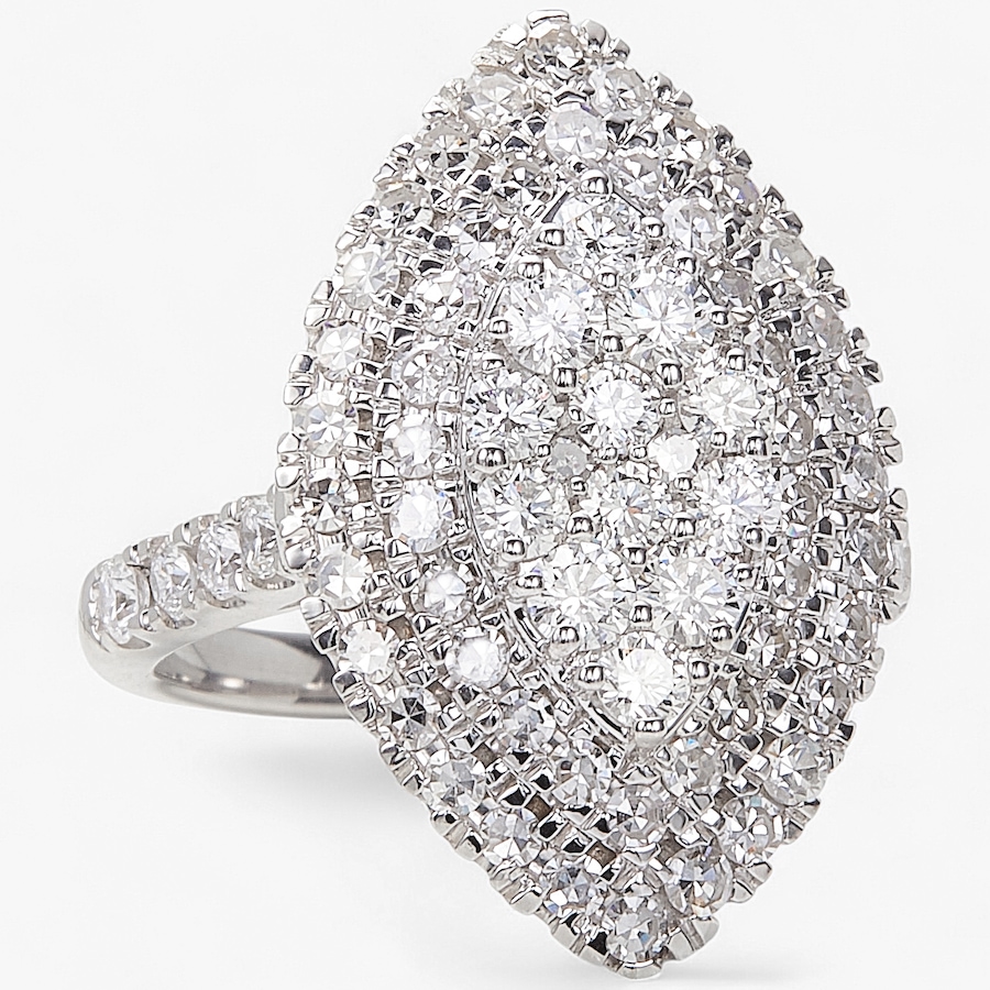 Image 244015_MARQ.jpg, Product 244-015 / Price $799.99, EVERA Diamonds Sterling Silver Rhodium Plate Shaped Diamond Ring from Evera Diamonds on TSC.ca's Jewellery department