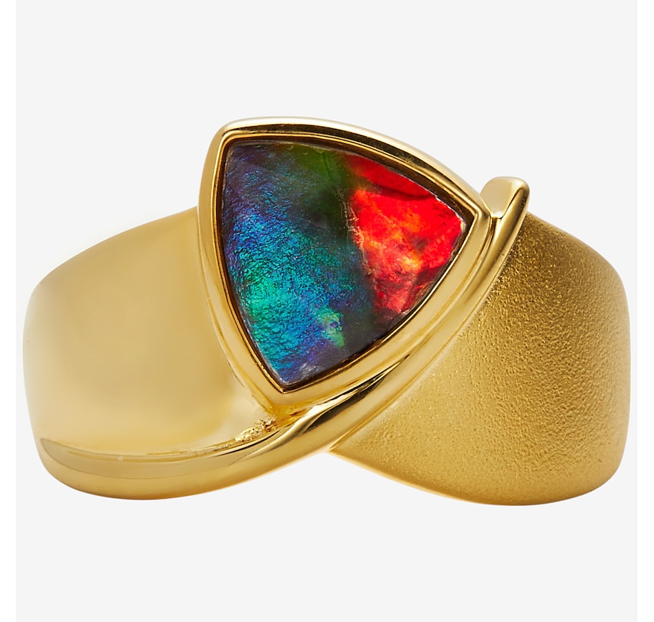 Image 244062_YGP.jpg, Product 244-062 / Price $579.99, Canadian Ammolite Gems Sterling Silver Ammolite Trillion Cut Ammolite Satin High Polish Ring from Canadian Ammolite Gems on TSC.ca's Jewellery department