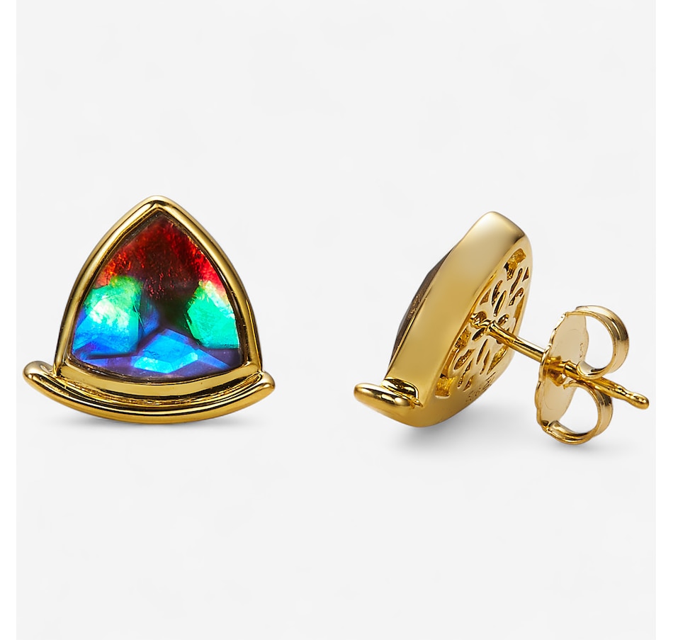Image 244063_YGP.jpg, Product 244-063 / Price $499.99, Canadian Ammolite Gems Sterling Silver Trillion Ammolite Stud Earrings from Canadian Ammolite Gems on TSC.ca's Jewellery department