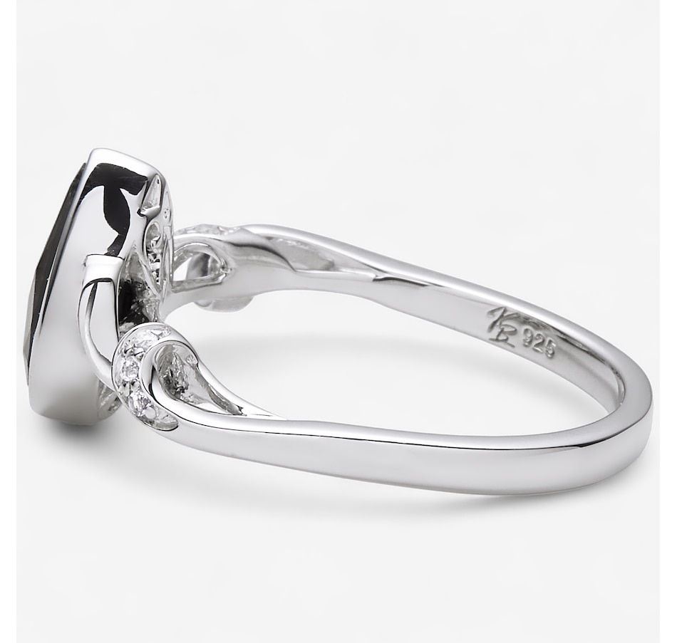 Image 244066_ALTMORE1.jpg, Product 244-066 / Price $1,149.99, Canadian Ammolite Gems Sterling Silver Ammolite & White Topaz Ribbon Ring from Canadian Ammolite Gems on TSC.ca's Jewellery department