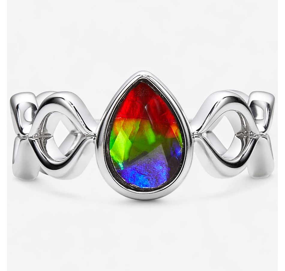 Image 244069.jpg, Product 244-069 / Price $399.99, Canadian Ammolite Gems Sterling Silver Rhodium Plate Ammolite Ring from Canadian Ammolite Gems on TSC.ca's Jewellery department