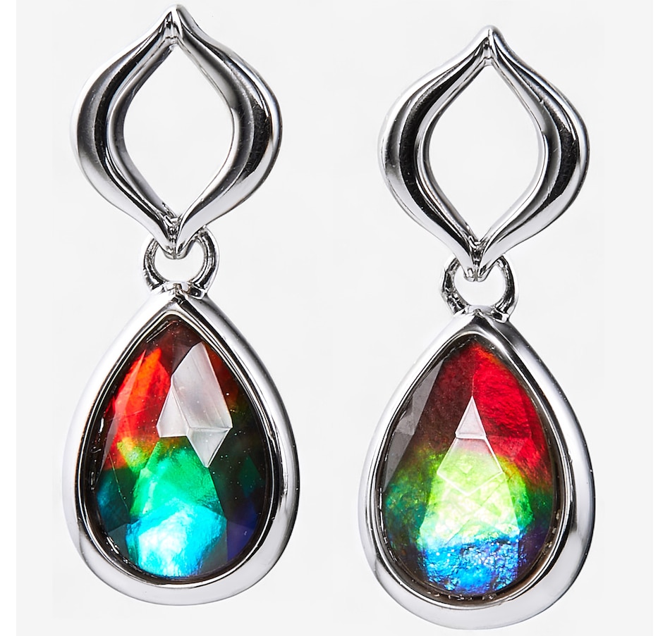Image 244070.jpg, Product 244-070 / Price $529.99, Canadian Ammolite Gems Sterling Silver Rhodium Plate Ammolite Earrings from Canadian Ammolite Gems on TSC.ca's Jewellery department