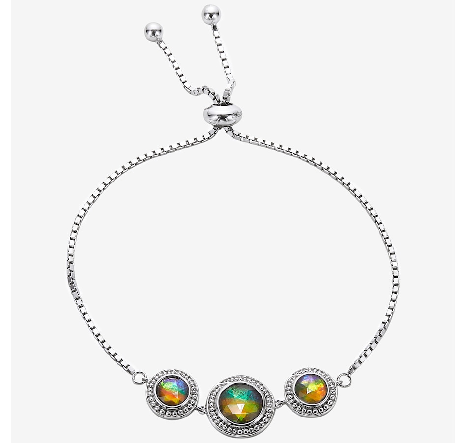 Image 244073.jpg, Product 244-073 / Price $699.99, Canadian Ammolite Gems Sterling Silver Rhodium Plate Ammolite Bolo Bracelet from Canadian Ammolite Gems on TSC.ca's Jewellery department