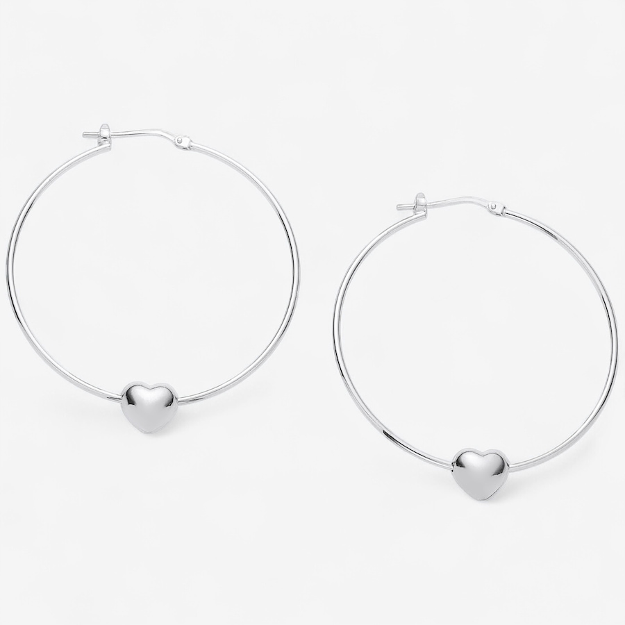 Image 244089_SIL.jpg, Product 244-089 / Price $99.99, Silver Gallery Sterling Silver Sliding Heart Charm Hoop Earrings from Silver Gallery on TSC.ca's Jewellery department
