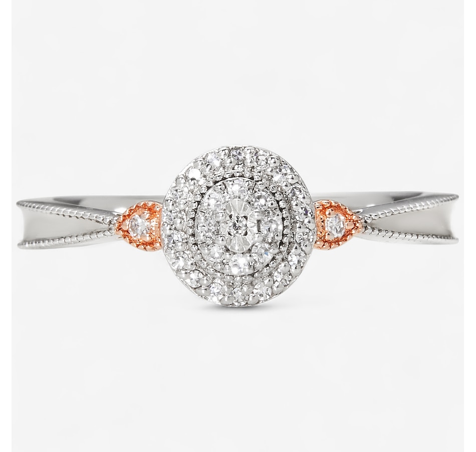 Image 244101_OVL.jpg, Product 244-101 / Price $99.99, EVERA Diamonds Sterling Silver & 14K Rose Gold Plate 0.10ctw Diamond Ring from Evera Diamonds on TSC.ca's Jewellery department