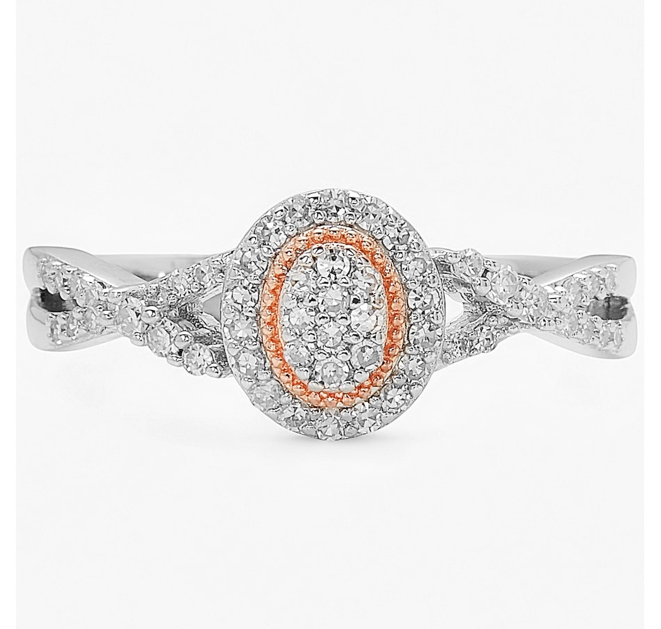 Image 244102_OVL.jpg, Product 244-102 / Price $149.99, EVERA Diamonds Sterling Silver & 14K Rose Gold Plate 0.25ctw Diamond Ring from Evera Diamonds on TSC.ca's Jewellery department