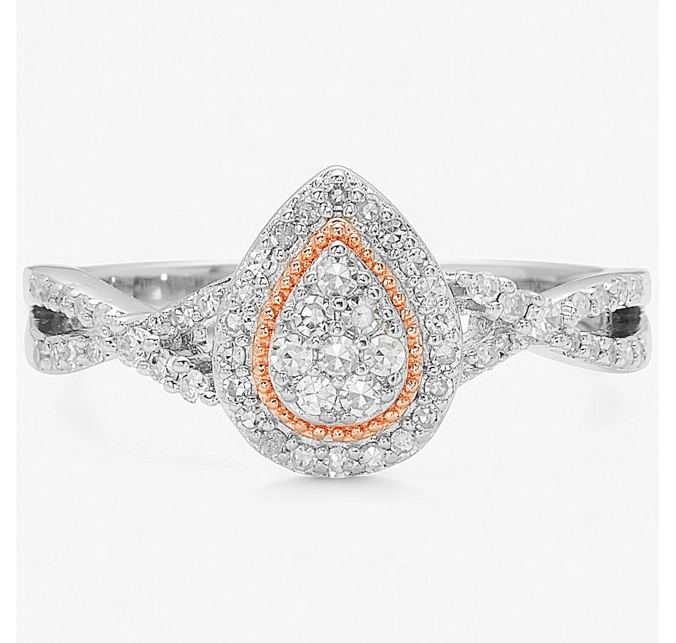 Image 244102_PEAR.jpg, Product 244-102 / Price $149.99, EVERA Diamonds Sterling Silver & 14K Rose Gold Plate 0.25ctw Diamond Ring from Evera Diamonds on TSC.ca's Jewellery department