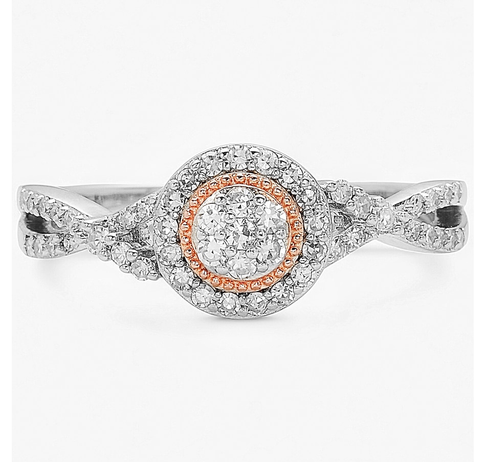 Image 244102_RND.jpg, Product 244-102 / Price $149.99, EVERA Diamonds Sterling Silver & 14K Rose Gold Plate 0.25ctw Diamond Ring from Evera Diamonds on TSC.ca's Jewellery department
