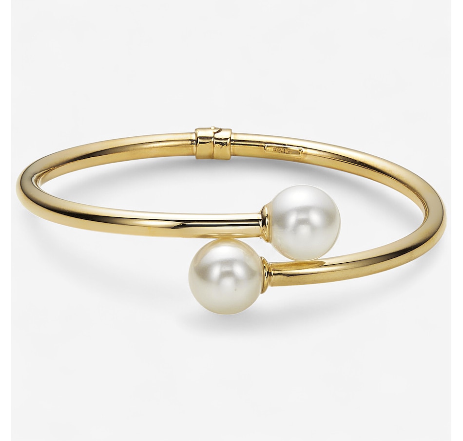 Image 244109.jpg, Product 244-109 / Price $99.99, Bronzoro Yellow Gold Plate Bypass Bangle With Pearl Ends from Bronzoro on TSC.ca's Jewellery department